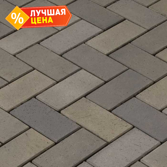Тротуарная клинкерная брусчатка Vandersanden Leipzig серый, 200x100x45 мм